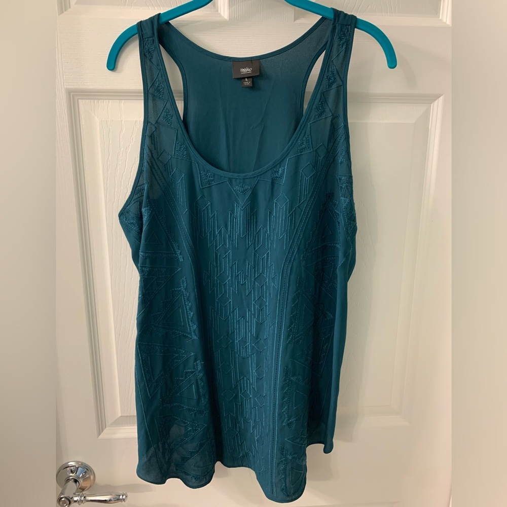 Mossimo Teal Embroidered Tank Blouse Target Size L
